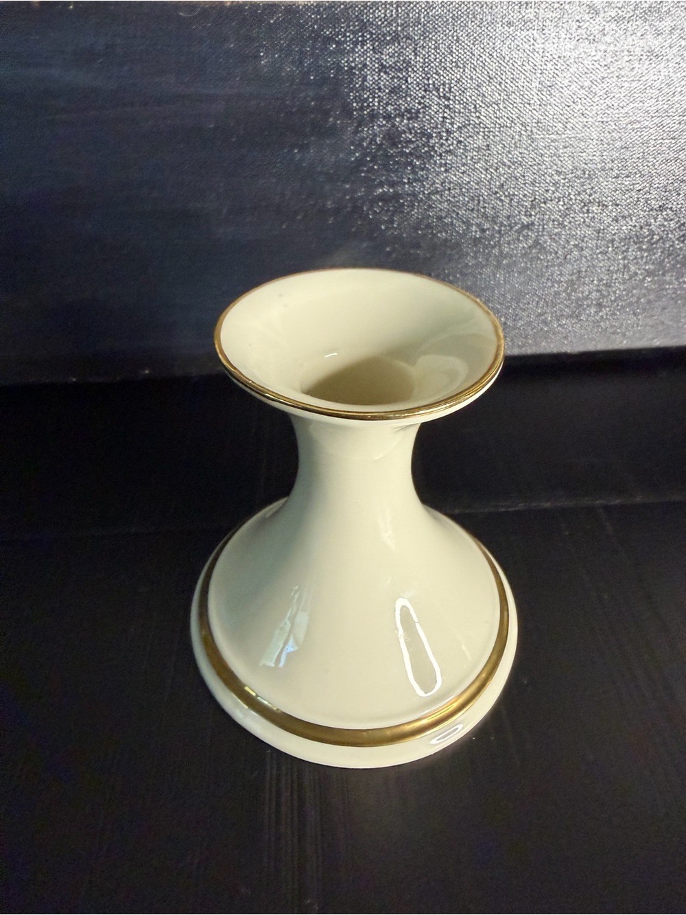Vintage Lenox Elegant Cream Ceramic Candle Holder with Gold Trim